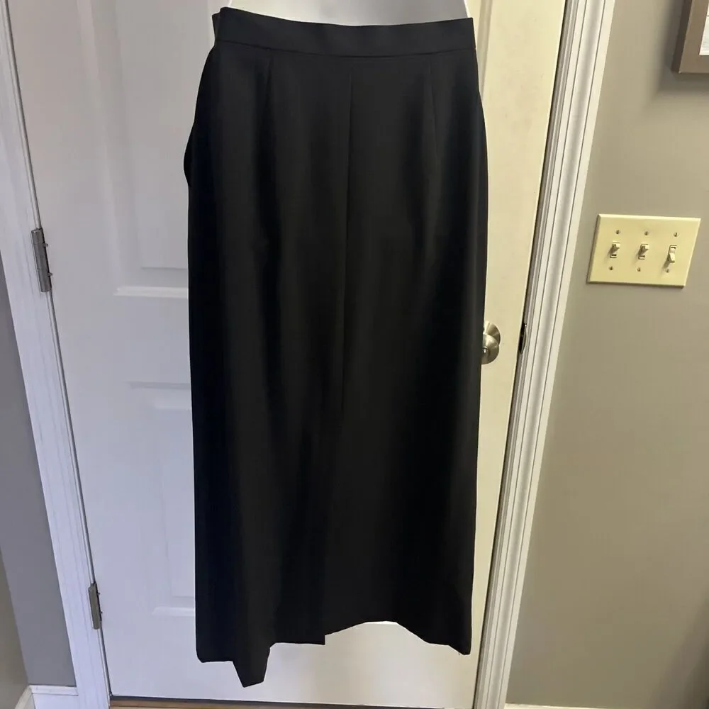 Talbots Women’s Black Stretch Mixed Blend Pleats Pockets Maxi Back Slit- Size 8